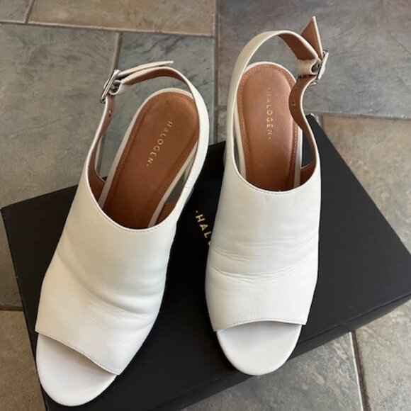 Dina Slide White Leather Sandal (Women) Halogen Size 8.5 M - Picture 4 of 6